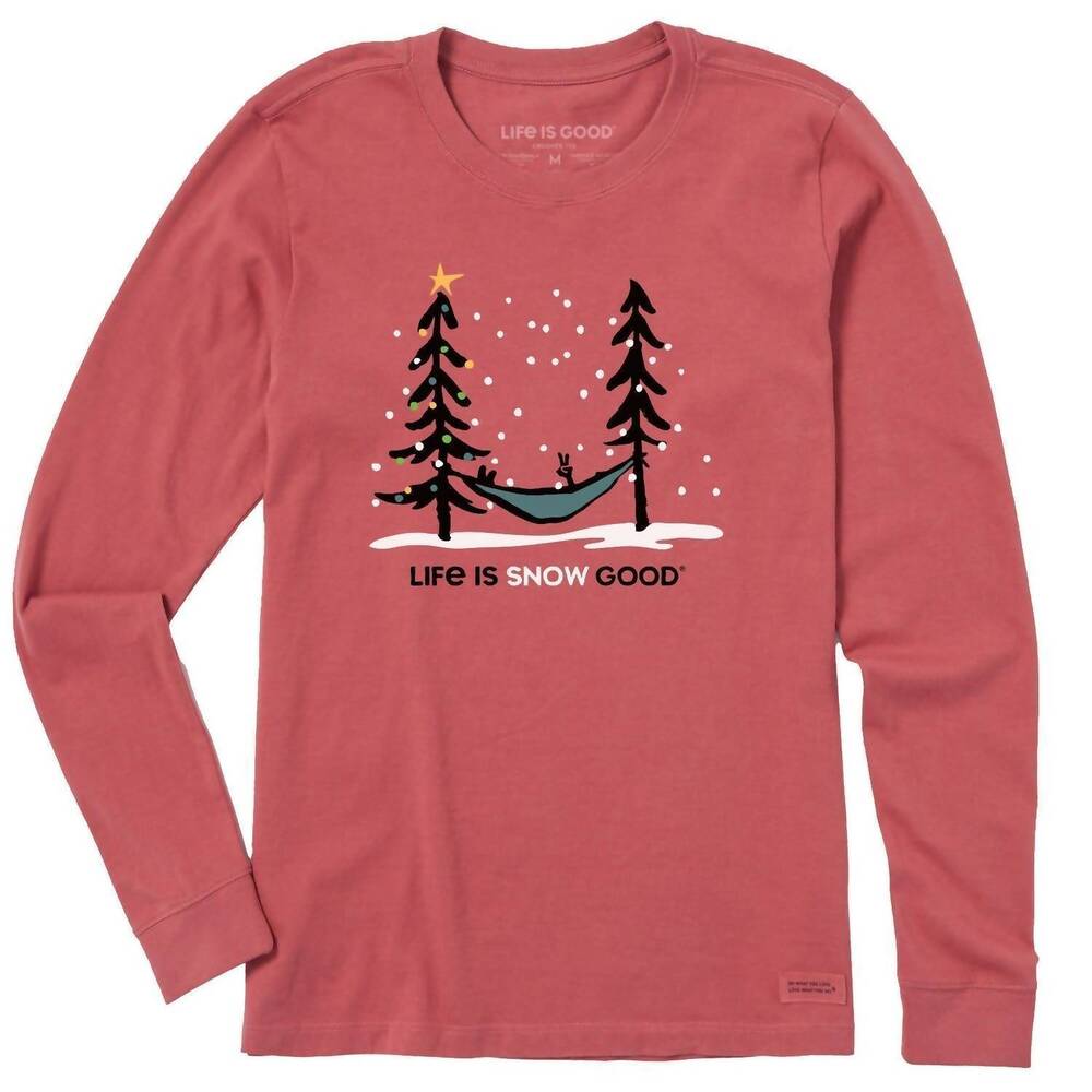 NEW LIFE IS GOOD women's crusher life is snow good hammock tee in faded red